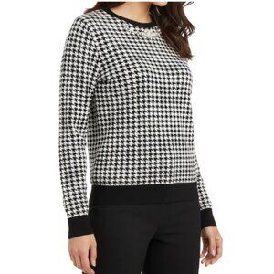 Escada Sapiro Sweater Houndstooth Embellished Pullover Womens Small NEW